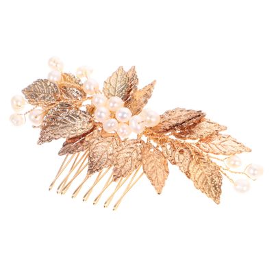 Abaodam Bridal Headpiece Wedding Hair Comb Gold Decorative Accessory for Ladies