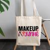 12oz Canvas Tote Bag - Makeup Junkie with Pink Lipstick, Powder Brush & Lips Design - Beauty Themed Merch for Makeup Artist or Cosmetologist, Gift for Makeup Lovers & Beauticians view 3