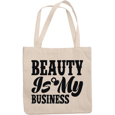 12oz Canvas Tote Bag - Beauty Is My Business, Salon Owner or Cosmetics Entrepreneur Quote - Beauty Themed Merch for Makeup Artist or Cosmetologist, Gift for Makeup Lovers & Beauticians
