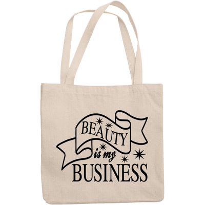 12oz Canvas Tote Bag - Beauty Is My Business, Beautician, Cosmetics Entrepreneur or Salon Owner Quote - Beauty Themed Merch for Makeup Artist or Cosmetologist, Gift for Makeup Lovers & Beauticians