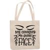 12oz Canvas Tote Bag - Bag Contents, My Entry Face, Witty Cosmetics Container Humor Quote - Beauty Themed Merch for Makeup Artist or Cosmetologist, Gift for Makeup Lovers & Beauticians view 1