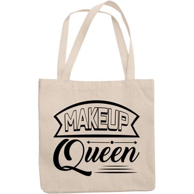 12oz Canvas Tote Bag - Makeup Queen, Beautician Women Appreciation Quote - Beauty Themed Merch for Makeup Artist or Cosmetologist, Gift for Makeup Lovers & Beauticians
