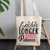 12oz Canvas Tote Bag - Lashes, Longer Than My Patience with Eyelashes Design - Beauty Themed Merch for Makeup Artist or Cosmetologist, Gift for Makeup Lovers & Beauticians view 3