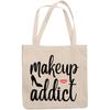 12oz Canvas Tote Bag - Makeup Addict with High Heels Shoe & Lips Design - Beauty Themed Merch for Makeup Artist or Cosmetologist, Gift for Makeup Lovers & Beauticians view 1