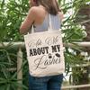12oz Canvas Tote Bag - Ask Me About My Lashes, Lash or Eyelash Quote - Beauty Themed Merch for Makeup Artist or Cosmetologist, Gift for Makeup Lovers & Beauticians view 2