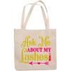 12oz Canvas Tote Bag - Ask Me About My Lashes, Lash or Eyelash Enthusiast Question - Beauty Themed Merch for Makeup Artist or Cosmetologist, Gift for Makeup Lovers & Beauticians view 1