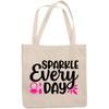 12oz Canvas Tote Bag - Sparkle Every Day with Compact Mirror & Lipstick Design - Beauty Themed Merch for Makeup Artist or Cosmetologist, Gift for Makeup Lovers & Beauticians view 1