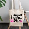 12oz Canvas Tote Bag - Sparkle Every Day with Compact Mirror & Lipstick Design - Beauty Themed Merch for Makeup Artist or Cosmetologist, Gift for Makeup Lovers & Beauticians view 3