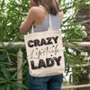 12oz Canvas Tote Bag - Crazy Lipstick Lady, Makeup Quote or Saying - Beauty Themed Merch for Makeup Artist or Cosmetologist, Gift for Makeup Lovers & Beauticians view 2