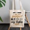 12oz Canvas Tote Bag - I Am Not Perfect but My Lashes Are, Witty Lash Quote with Mascara & Eyelash Design - Beauty Themed Merch for Makeup Artist or Cosmetologist, Gift for Makeup Lovers & Beauticians view 3