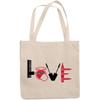 12oz Canvas Tote Bag - Love with Cosmetics or Beauty Tools Design - Beauty Themed Merch for Makeup Artist or Cosmetologist, Gift for Makeup Lovers & Beauticians view 1