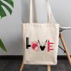12oz Canvas Tote Bag - Love with Cosmetics or Beauty Tools Design - Beauty Themed Merch for Makeup Artist or Cosmetologist, Gift for Makeup Lovers & Beauticians view 3