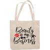12oz Canvas Tote Bag - Beauty Is My Business, Cosmetics Retailer or Entrepreneur Quote - Beauty Themed Merch for Makeup Artist or Cosmetologist, Gift for Makeup Lovers & Beauticians view 1