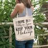 12oz Canvas Tote Bag - Home Is Where You Keep Your Makeup, Beauty & Cosmetics Lover Quote - Beauty Themed Merch for Makeup Artist or Cosmetologist, Gift for Makeup Lovers & Beauticians view 2