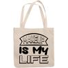 12oz Canvas Tote Bag - Makeup Is My Life, Cosmetics Lover Sayings - Beauty Themed Merch for Makeup Artist or Cosmetologist, Gift for Makeup Lovers & Beauticians view 1