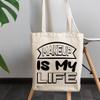 12oz Canvas Tote Bag - Makeup Is My Life, Cosmetics Lover Sayings - Beauty Themed Merch for Makeup Artist or Cosmetologist, Gift for Makeup Lovers & Beauticians view 3
