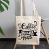 12oz Canvas Tote Bag - Coffee, Mascara & Hustle, Hardworking Eyelashes Lover Quote - Beauty Themed Merch for Makeup Artist or Cosmetologist, Gift for Makeup Lovers & Beauticians view 3