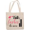 12oz Canvas Tote Bag - Talk Lashes, Do More with Mascara & Hearts Design - Beauty Themed Merch for Makeup Artist or Cosmetologist, Gift for Makeup Lovers & Beauticians view 1