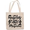 12oz Canvas Tote Bag - Muscles and Mascara with Mascara Wand Design - Beauty Themed Merch for Makeup Artist or Cosmetologist, Gift for Makeup Lovers & Beauticians view 1