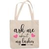 12oz Canvas Tote Bag - Ask Me About My Lashes with Mascara Applicator & Hearts Design - Beauty Themed Merch for Makeup Artist or Cosmetologist, Gift for Makeup Lovers & Beauticians view 1