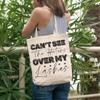 12oz Canvas Tote Bag - Cannot See the Haters Over My Lashes, Makeup Quote or Saying - Beauty Themed Merch for Makeup Artist or Cosmetologist, Gift for Makeup Lovers & Beauticians view 2