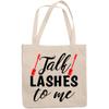 12oz Canvas Tote Bag - Talk Lashes to Me with Mascara Applicator Design - Beauty Themed Merch for Makeup Artist or Cosmetologist, Gift for Makeup Lovers & Beauticians view 1