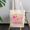 12oz Canvas Tote Bag - Lashes Long and Coffee Strong with Pink Lipstick Mark Design - Beauty Themed Merch for Makeup Artist or Cosmetologist, Gift for Makeup Lovers & Beauticians view 3