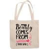 12oz Canvas Tote Bag - Witty Beauty Comes From Within This Bag, Cosmetics Container Humor Quote - Beauty Themed Merch for Makeup Artist or Cosmetologist, Gift for Makeup Lovers & Beauticians view 1