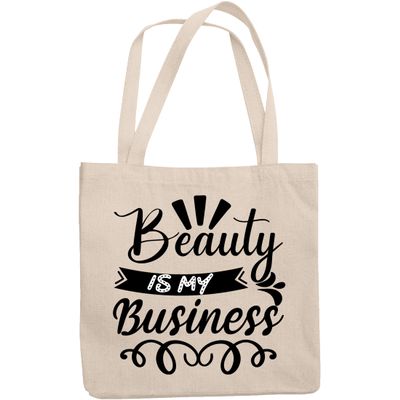 12oz Canvas Tote Bag - Beauty Is My Business, Salon Owner or Cosmetics Retailer Quote - Beauty Themed Merch for Makeup Artist or Cosmetologist, Gift for Makeup Lovers & Beauticians