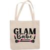 12oz Canvas Tote Bag - Glam Babe with Pink Lipsticks and Contour & Powder Brushes Design - Beauty Themed Merch for Makeup Artist or Cosmetologist, Gift for Makeup Lovers & Beauticians view 1