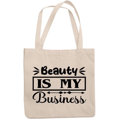 12oz Canvas Tote Bag - Beauty Is My Business, Cosmetics Entrepreneur Sayings - Beauty Themed Merch for Makeup Artist or Cosmetologist, Gift for Makeup Lovers & Beauticians