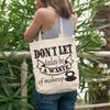 12oz Canvas Tote Bag - Don't Let Today Be a Waste of Makeup, Beauty Reminder Quote - Beauty Themed Merch for Makeup Artist or Cosmetologist, Gift for Makeup Lovers & Beauticians view 2