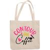 12oz Canvas Tote Bag - Contour and Coffee with Makeup Brush Design - Beauty Themed Merch for Makeup Artist or Cosmetologist, Gift for Makeup Lovers & Beauticians view 1