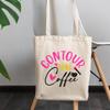 12oz Canvas Tote Bag - Contour and Coffee with Makeup Brush Design - Beauty Themed Merch for Makeup Artist or Cosmetologist, Gift for Makeup Lovers & Beauticians view 3