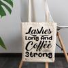 12oz Canvas Tote Bag - Lashes Long and Coffee Strong, Caffeine Lover Lash Artists Quote - Beauty Themed Merch for Makeup Artist or Cosmetologist, Gift for Makeup Lovers & Beauticians view 3