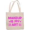 12oz Canvas Tote Bag - Makeup Is My Art with Compact Mirror Design - Beauty Themed Merch for Makeup Artist or Cosmetologist, Gift for Makeup Lovers & Beauticians view 1