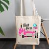 12oz Canvas Tote Bag - But First Makeup with Red Lipstick, Pressed Powder, Mascara & Brush Design - Beauty Themed Merch for Makeup Artist or Cosmetologist, Gift for Makeup Lovers & Beauticians view 3