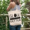 12oz Canvas Tote Bag - Glow Getter with Makeup Sponge Design - Beauty Themed Merch for Makeup Artist or Cosmetologist, Gift for Makeup Lovers & Beauticians view 2