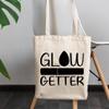 12oz Canvas Tote Bag - Glow Getter with Makeup Sponge Design - Beauty Themed Merch for Makeup Artist or Cosmetologist, Gift for Makeup Lovers & Beauticians view 3