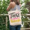 12oz Canvas Tote Bag - Those Lashes Though with Mascara Design - Beauty Themed Merch for Makeup Artist or Cosmetologist, Gift for Makeup Lovers & Beauticians view 2