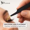NOMSAR Eyelash Extensions Tweezers, Set of 3 - Stainless Steel with Diamond Grip for Volume lash Extension - Fiber Tip Tweezers for Multipurpose & Application (Black) view 2