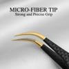 NOMSAR Eyelash Extensions Tweezers, Set of 3 - Stainless Steel with Diamond Grip for Volume lash Extension - Fiber Tip Tweezers for Multipurpose & Application (Black) view 4