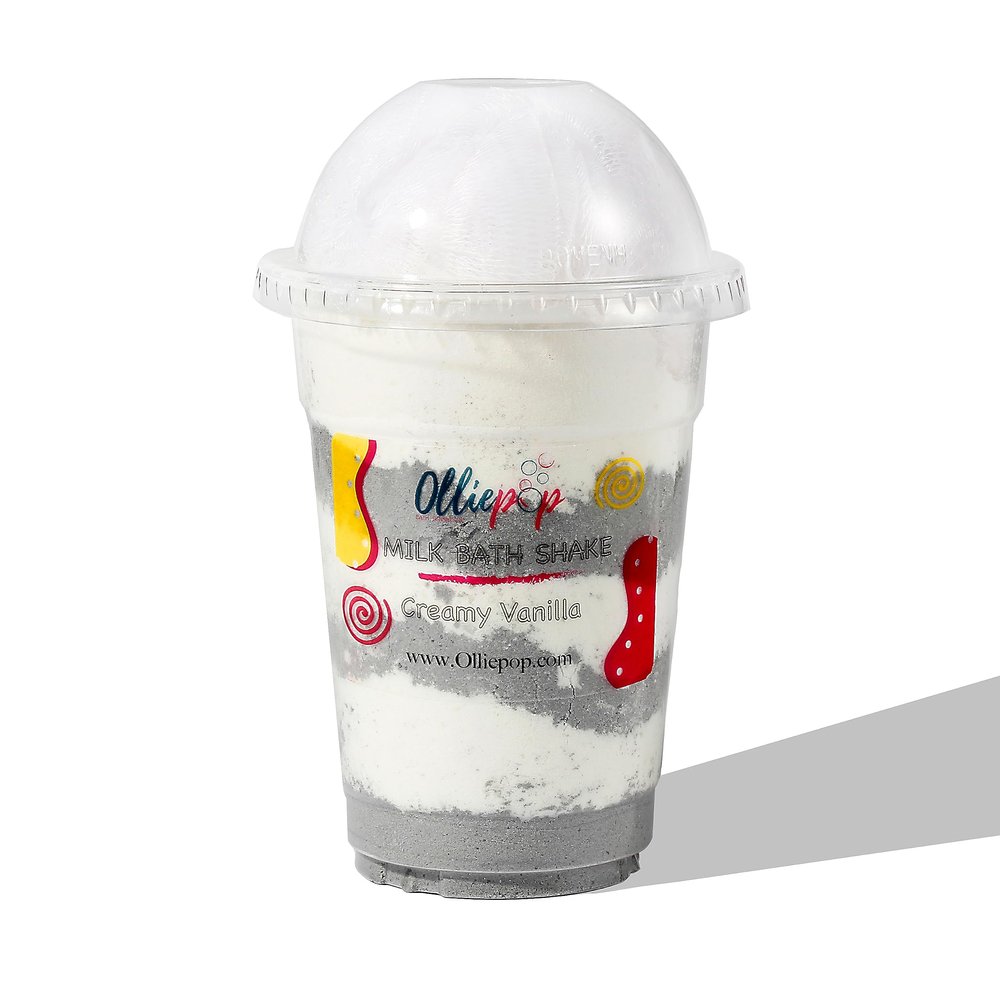 Olliepop Premium Milkshake Bath Soak with Skin-Loving Ingredients - Coconut Milk, Cocoa Butter, Dead Sea Salts and More, Fun Bubble Bath for Kids, Adults, Women and Gifts - 12 oz (Creamy Vanilla)