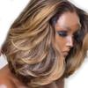 10inch Layered Glueless Bob Wigs Human Hair for Black Women Brown Blonde Highlight Pu Scalp 13X4 Lace Front Wigs 150Density Brazilian Honey Blonde Lace Front Wig Human Hair with Baby Hair view 3