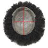 Man Weave Hair Unit Black Men 100% Brazilian Human Hair Piece Soft Lace Hair System Afro Kinky Curly Wig African American Men Wigs Durable PU Injection Hair Units for Black Men (8x10''-120% medium light to medium density, 1B# OFF BLACK-4mm Afro wave) view 4