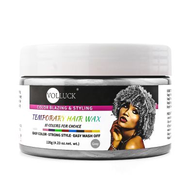 VOLLUCK Hair Color Wax Temporary Hair Color Gray Hair Dye Hair Styling Clays for Party, Cosplay, Halloween, Christmas 4.23 oz. (Gray)