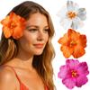 3 Pack Hawaiian Flower Hair Clips, 3.5" Tropical Plumeria Hibiscus Flower Hair Clip for Women, Hibiscus Hair Clips for Beach, Luau, Wedding Accessories view 1