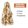French Curls Braiding Hair Pre Stretched Ginger Curly Braiding Hair 14 Inch 8 Packs French Curl Braids Crochet Hair Spanish Curl Hair for Box Braids Hair Extensions(14 Inch, Blonde and Beige) view 2