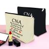 2Pcs CNA Week Gifts Makeup Bags - CNA Appreciation Gifts for Certified Nursing Assistant - Cosmetic Bag for Certified Nurses Day, Medical Student Graduation, Retirement, Birthday (Black,Beige) view 3
