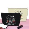 2Pcs CNA Week Gifts Makeup Bags - CNA Appreciation Gifts for Certified Nursing Assistant - Cosmetic Bag for Certified Nurses Day, Medical Student Graduation, Retirement, Birthday (Black,Beige) view 4